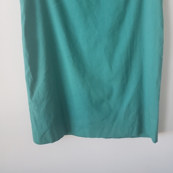 Elie Tahari womens dress size 6 teal sleeveless ruffle neck shift - Picture 4 of 6